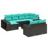 vidaXL Ensemble de canap&eacute; de jardin 11 pcs avec coussins noir r&eacute;sine tress&eacute;e