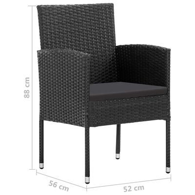 vidaXL Ensemble à manger de jardin 5 pcs Résine tressée Noir