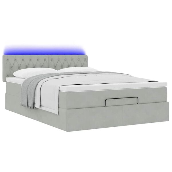 vidaXL Cadre de lit ottoman avec matelas gris clair 140x200 cm velours