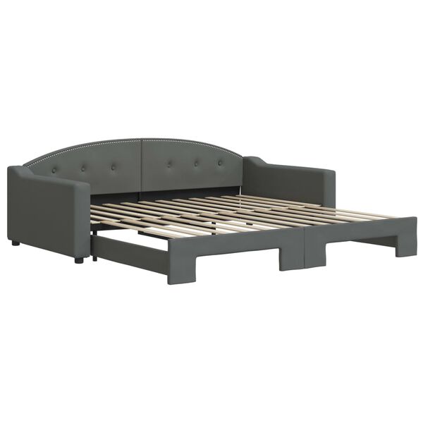 vidaXL Lit de jour avec gigogne sans matelas gris fonc&eacute; 100x200 cm