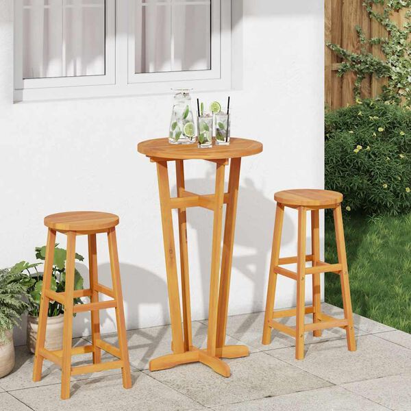 vidaXL Table de bar de jardin Ø60x105 cm Bois d'acacia solide