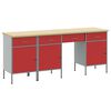 vidaXL Placard de travail 4 pi&egrave;ces Rouge Bois d'ing&eacute;nierie et acier