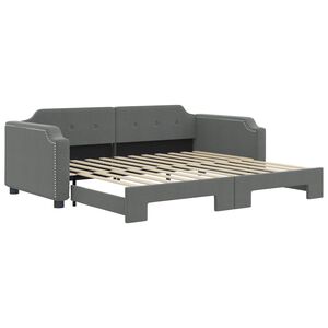 vidaXL Lit de jour avec gigogne sans matelas gris fonc&eacute; 100x200 cm