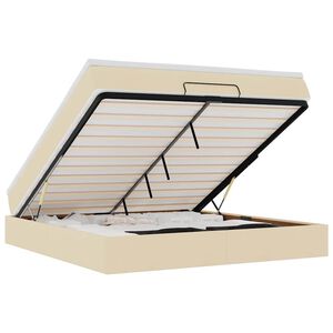 VidaXL Cadre de lit ottoman avec matelas cr&egrave;me 180x200 cm tissu