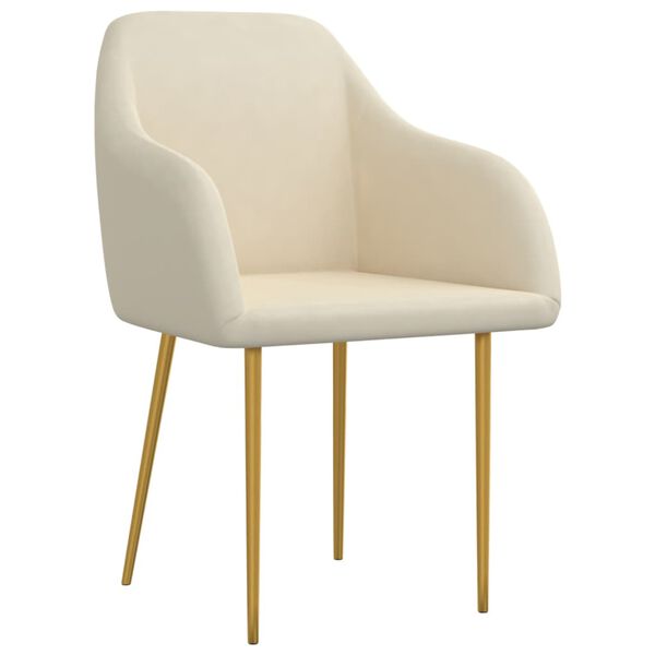 vidaXL Chaises &agrave; manger lot de 4 Cr&egrave;me Velours