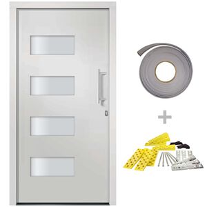vidaXL Porte d'entr&eacute;e Aluminium et PVC Blanc 100x200 cm