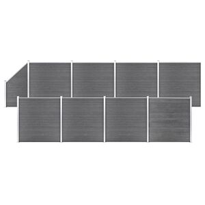 vidaXL Ensemble de cl&ocirc;ture WPC 8 Carr&eacute; + 1 Inclin&eacute; 1484x186 cm Gris
