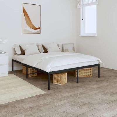 vidaXL Cadre de lit métal sans matelas noir 150x200 cm