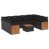 vidaXL Salon de jardin 10 pcs avec coussins noir r&eacute;sine tress&eacute;e