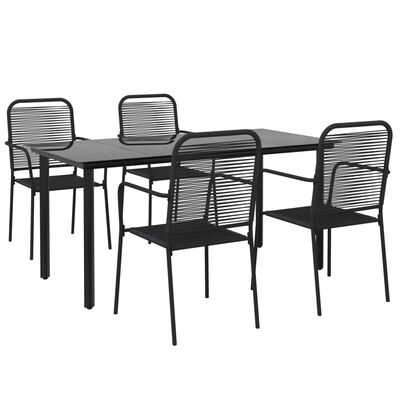 vidaXL Ensemble à manger de jardin 5 pcs Noir Corde de coton et acier