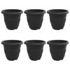 vidaXL Pot &agrave; fleurs rond 6 pc Noir &Oslash; 22 x 18 cm Plastique