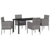vidaXL Ensemble de salle &agrave; manger pour jardin 5 pcs Gris polyrotin