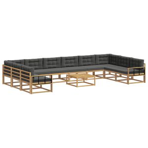 vidaXL Ensemble de canap&eacute;s d'ext&eacute;rieur 11 pcs Blanc et anthracite