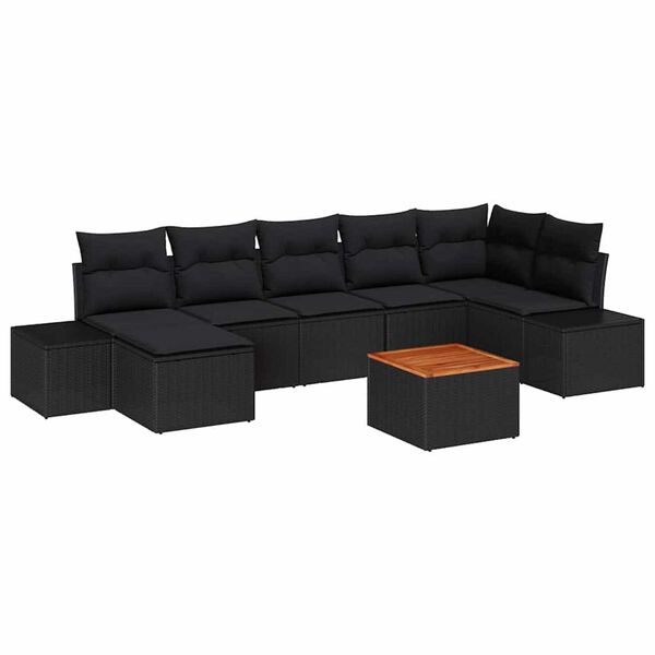 vidaXL Ensemble de canap&eacute; de jardin 8 pcs Noir