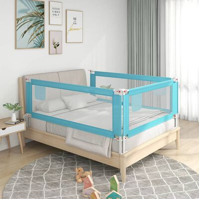 vidaXL Barrière de sécurité de lit d'enfant Bleu 200x25 cm Tissu