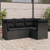 vidaXL Salon de jardin 4 pcs avec coussins noir r&eacute;sine tress&eacute;e