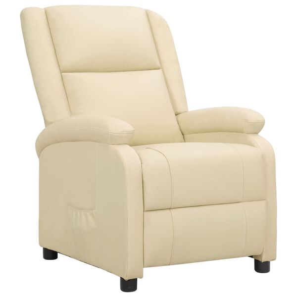vidaXL Fauteuil inclinable cr&egrave;me cuir v&eacute;ritable