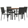 vidaXL Ensemble &agrave; manger de jardin coussins 5pcs Noir R&eacute;sine tress&eacute;e