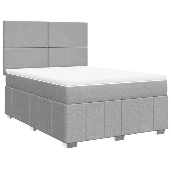 vidaXL Sommier &agrave; lattes de lit avec matelas Gris clair 160x200cm Tissu