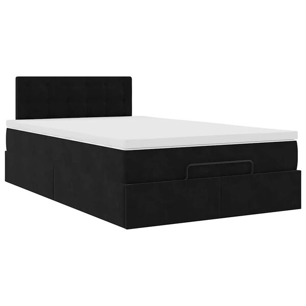 vidaXL Lit ottoman avec matelas noir 120x190 cm velours