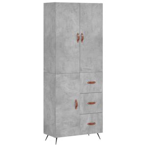 vidaXL Buffet haut Gris b&eacute;ton 69,5x34x180 cm Bois d'ing&eacute;nierie
