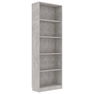 vidaXL Biblioth&egrave;que &agrave; 5 niveaux Gris b&eacute;ton 60x24x175cm Bois ing&eacute;nierie