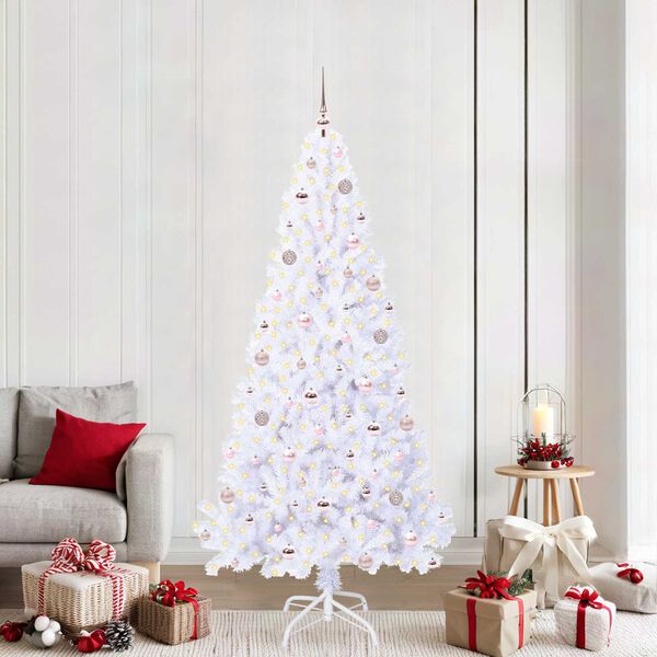 vidaXL Sapin de No&euml;l artificiel avec 300 LED Blanc 210 cm PVC et Acier