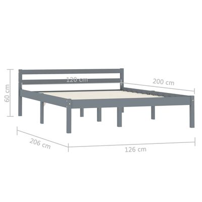 vidaXL Cadre de lit sans matelas gris bois de pin massif 120x200 cm