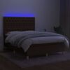 vidaXL Sommier &agrave; lattes de lit matelas et LED Marron fonc&eacute; 140x190 cm