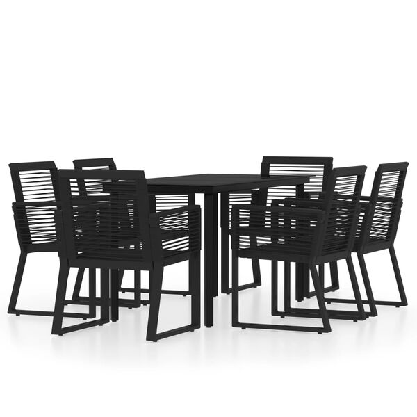 vidaXL Ensemble &agrave; manger de jardin 7 pcs Noir