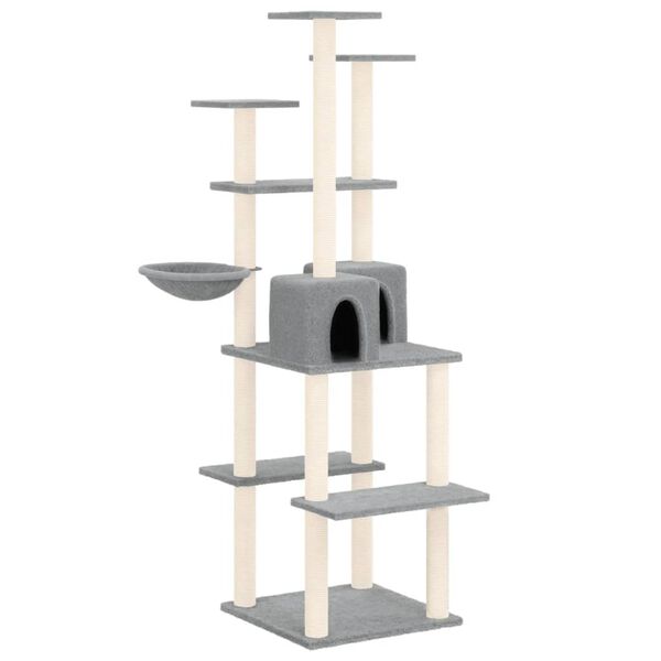 vidaXL Arbre &agrave; chat avec griffoirs en sisal Gris clair 167 cm