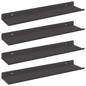 vidaXL &Eacute;tag&egrave;re flottante 4 pcs Noir 40 x 8,5 x 2,5 cm Acier