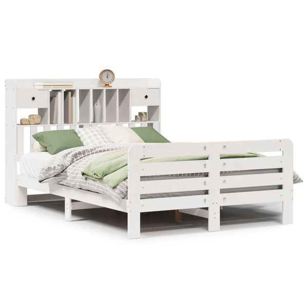 vidaXL Lit biblioth&egrave;que sans matelas blanc 160x200 cm bois pin massif