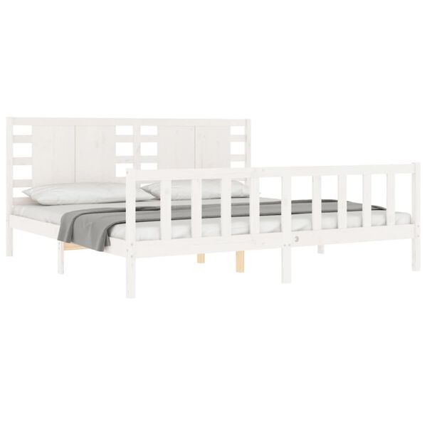 vidaXL Cadre de lit sans matelas blanc 200x200 cm bois massif de pin