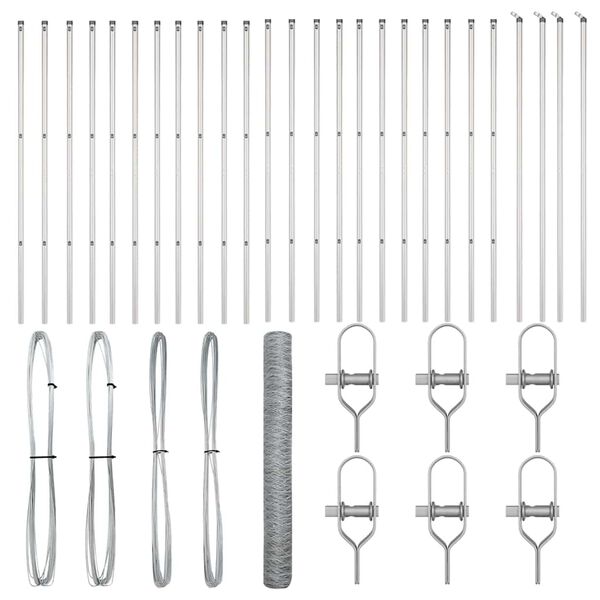 vidaXL Poteau de cl&ocirc;ture. Argent&eacute; 50 x 1,4 m (maillage de 36 mm) Acier