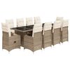 vidaXL Ensemble de bistro de jardin 11 pcs coussins beige poly rotin