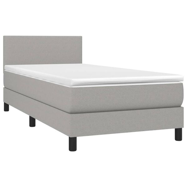 vidaXL Sommier &agrave; lattes de lit matelas LED Gris clair 100x200 cm Tissu