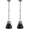 vidaXL Plafonnier m&eacute;tallique 2 pcs Hauteur r&eacute;glable Moderne Noir