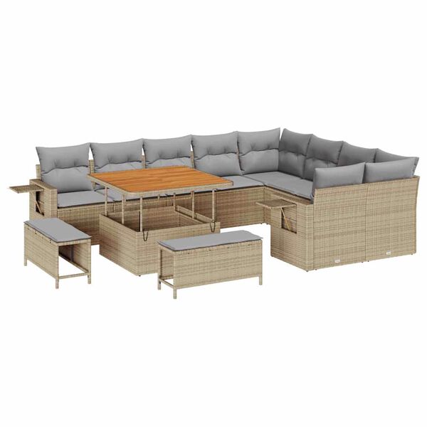 vidaXL Ensemble de canap&eacute; de jardin 12 pcs beige et gris clair