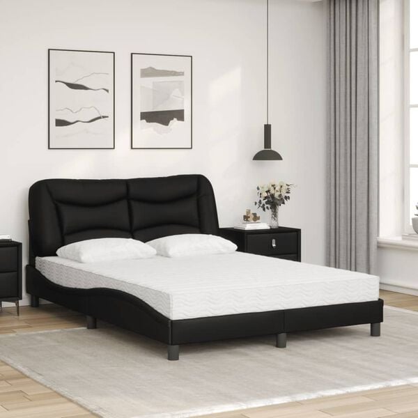 vidaXL Lit avec matelas Hvar noir 140x190 cm similicuir