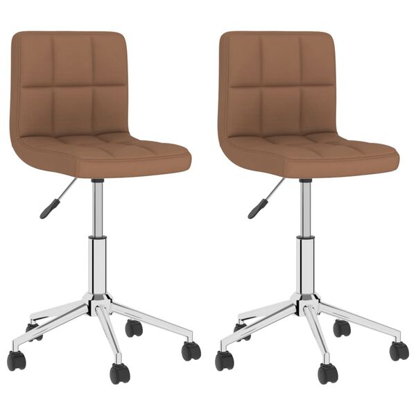 vidaXL Chaises pivotantes &agrave; manger lot de 2 marron tissu