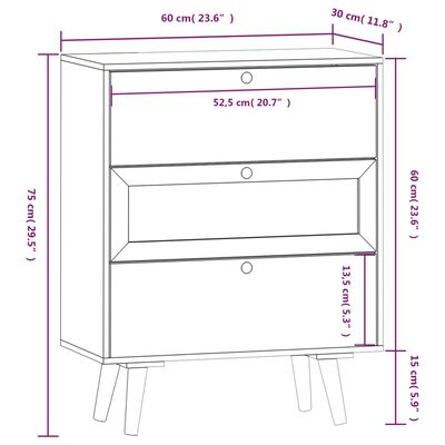 vidaXL Buffet avec tiroirs 60x30x75 cm bois d'ingénierie