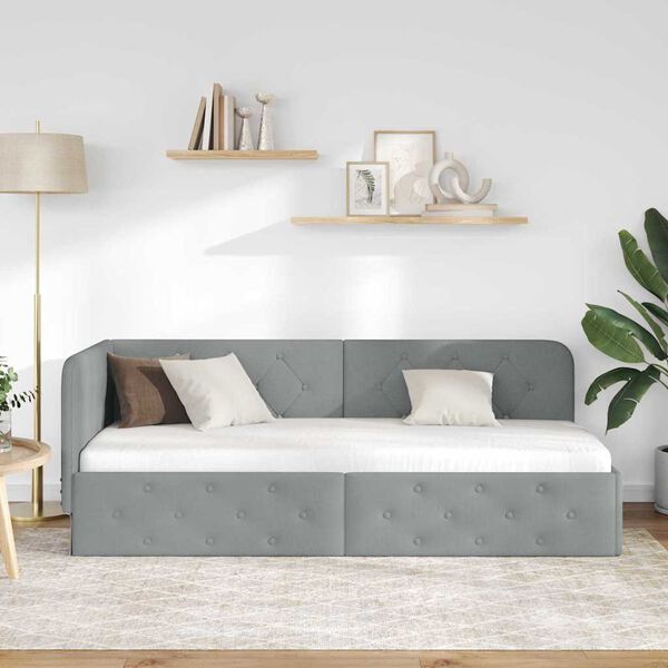 vidaXL Cadre de lit d'angle Gris clair 80 x 200 cm tissu