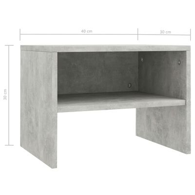 vidaXL Tables de chevet 2 pcs Gris béton 40x30x30 cm Bois ingénierie