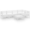 vidaXL Salon de jardin 6 pcs Bois de pin massif Blanc