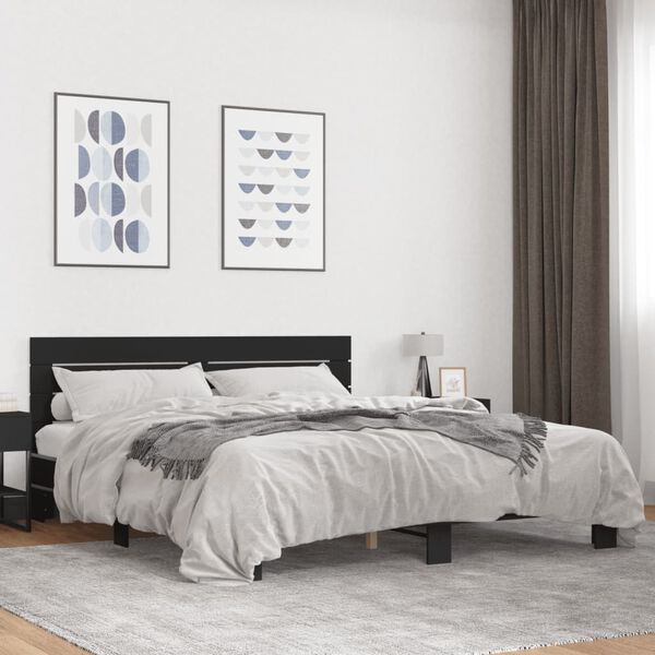 vidaXL Cadre de lit sans matelas noir 200x200 cm
