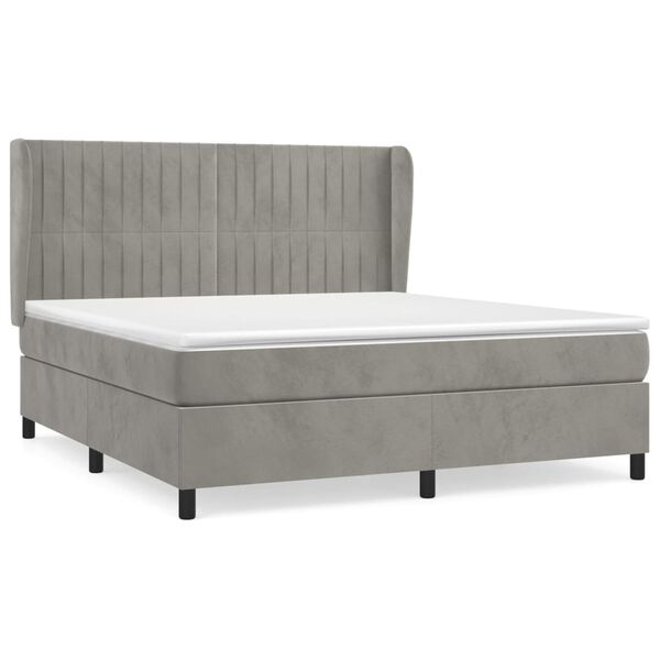 vidaXL Sommier &agrave; lattes de lit et matelas Gris clair 180x200cm Velours
