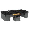 vidaXL Salon de jardin 11 pcs avec coussins noir r&eacute;sine tress&eacute;e