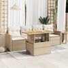 vidaXL Salon de jardin avec coussins 5 pcs beige r&eacute;sine tress&eacute;e acacia
