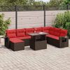 vidaXL Salon de jardin avec coussins 9pcs marron résine tressée acacia